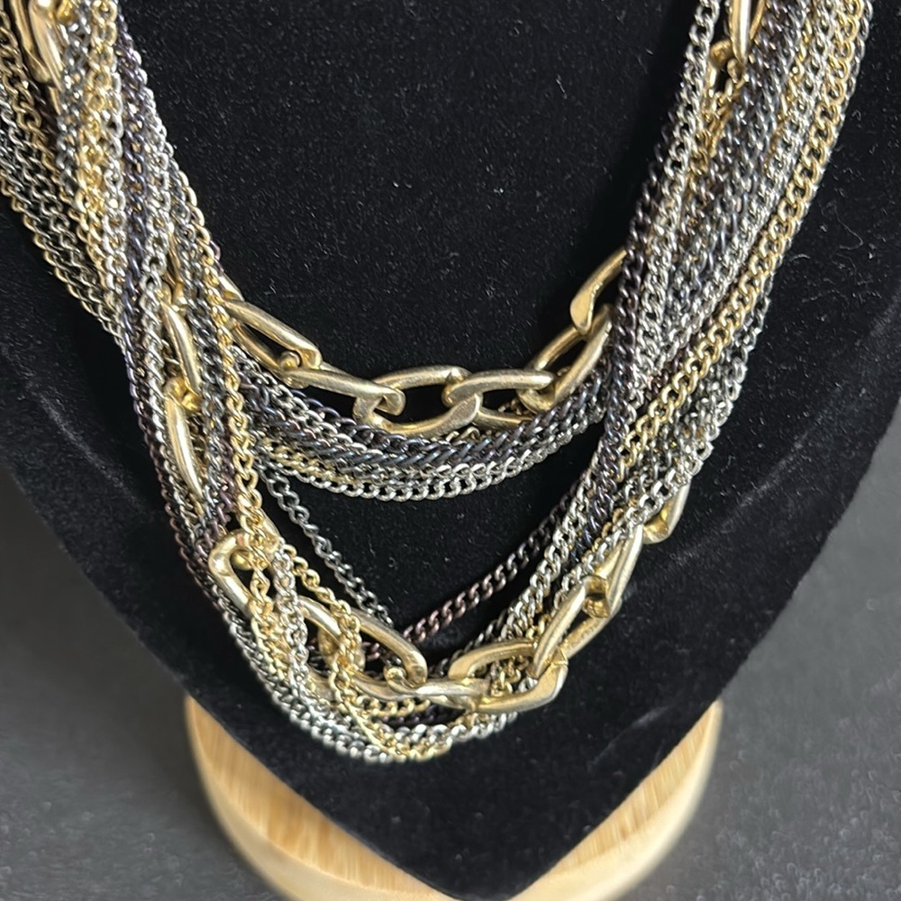 Statement Multichain Layered Edgy Multi Tone Chun… - image 2